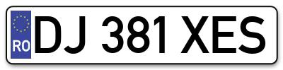 Placuta inmatriculare numar auto  DJ-381-XES, DJ 381 XES, DJ381XES