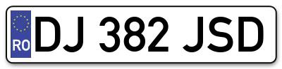 Placuta inmatriculare numar auto  DJ-382-JSD, DJ 382 JSD, DJ382JSD