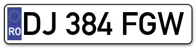 Placuta inmatriculare numar auto  DJ-384-FGW, DJ 384 FGW, DJ384FGW