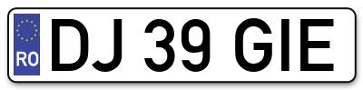 Placuta inmatriculare numar auto  DJ-39-GIE, DJ 39 GIE, DJ39GIE