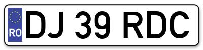Placuta inmatriculare numar auto  DJ-39-RDC, DJ 39 RDC, DJ39RDC