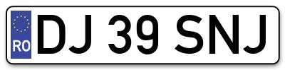 Placuta inmatriculare numar auto  DJ-39-SNJ, DJ 39 SNJ, DJ39SNJ