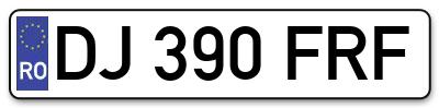 Placuta inmatriculare numar auto  DJ-390-FRF, DJ 390 FRF, DJ390FRF