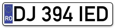 Placuta inmatriculare numar auto  DJ-394-IED, DJ 394 IED, DJ394IED