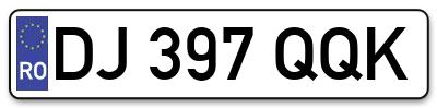 Placuta inmatriculare numar auto  DJ-397-QQK, DJ 397 QQK, DJ397QQK