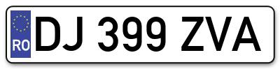 Placuta inmatriculare numar auto  DJ-399-ZVA, DJ 399 ZVA, DJ399ZVA