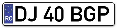 Placuta inmatriculare numar auto  DJ-40-BGP, DJ 40 BGP, DJ40BGP