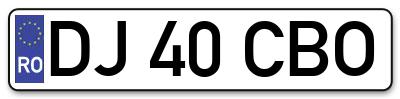 Placuta inmatriculare numar auto  DJ-40-CBO, DJ 40 CBO, DJ40CBO