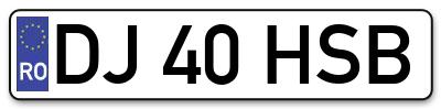 Placuta inmatriculare numar auto  DJ-40-HSB, DJ 40 HSB, DJ40HSB