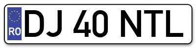 Placuta inmatriculare numar auto  DJ-40-NTL, DJ 40 NTL, DJ40NTL