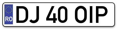 Placuta inmatriculare numar auto  DJ-40-OIP, DJ 40 OIP, DJ40OIP