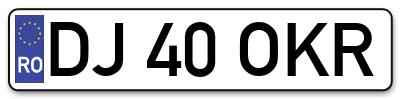 Placuta inmatriculare numar auto  DJ-40-OKR, DJ 40 OKR, DJ40OKR