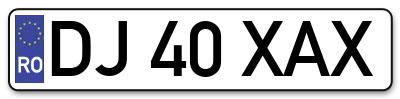Placuta inmatriculare numar auto  DJ-40-XAX, DJ 40 XAX, DJ40XAX