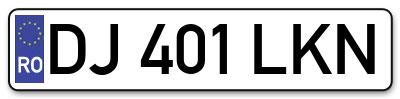 Placuta inmatriculare numar auto  DJ-401-LKN, DJ 401 LKN, DJ401LKN
