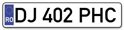 Placuta inmatriculare numar auto  DJ-402-PHC, DJ 402 PHC, DJ402PHC