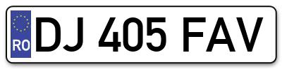 Placuta inmatriculare numar auto  DJ-405-FAV, DJ 405 FAV, DJ405FAV