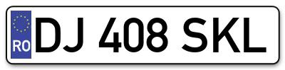 Placuta inmatriculare numar auto  DJ-408-SKL, DJ 408 SKL, DJ408SKL