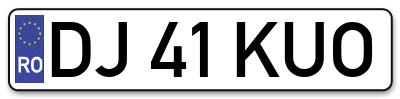 Placuta inmatriculare numar auto  DJ-41-KUO, DJ 41 KUO, DJ41KUO