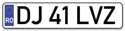 Placuta inmatriculare numar auto  DJ-41-LVZ, DJ 41 LVZ, DJ41LVZ