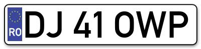 Placuta inmatriculare numar auto  DJ-41-OWP, DJ 41 OWP, DJ41OWP