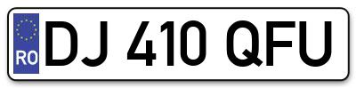 Placuta inmatriculare numar auto  DJ-410-QFU, DJ 410 QFU, DJ410QFU