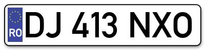 Placuta inmatriculare numar auto  DJ-413-NXO, DJ 413 NXO, DJ413NXO