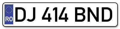 Placuta inmatriculare numar auto  DJ-414-BND, DJ 414 BND, DJ414BND