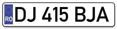 Placuta inmatriculare numar auto  DJ-415-BJA, DJ 415 BJA, DJ415BJA