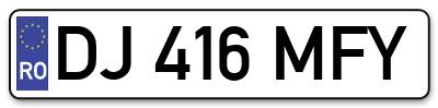 Placuta inmatriculare numar auto  DJ-416-MFY, DJ 416 MFY, DJ416MFY