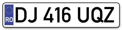 Placuta inmatriculare numar auto  DJ-416-UQZ, DJ 416 UQZ, DJ416UQZ