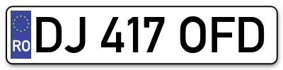 Placuta inmatriculare numar auto  DJ-417-OFD, DJ 417 OFD, DJ417OFD