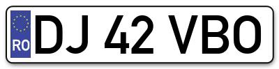 Placuta inmatriculare numar auto  DJ-42-VBO, DJ 42 VBO, DJ42VBO
