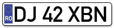 Placuta inmatriculare numar auto  DJ-42-XBN, DJ 42 XBN, DJ42XBN