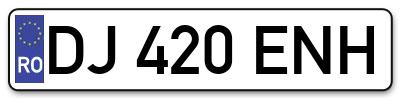Placuta inmatriculare numar auto  DJ-420-ENH, DJ 420 ENH, DJ420ENH