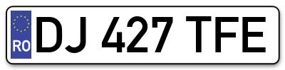 Placuta inmatriculare numar auto  DJ-427-TFE, DJ 427 TFE, DJ427TFE