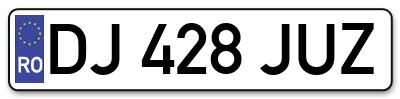 Placuta inmatriculare numar auto  DJ-428-JUZ, DJ 428 JUZ, DJ428JUZ