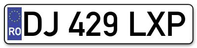Placuta inmatriculare numar auto  DJ-429-LXP, DJ 429 LXP, DJ429LXP