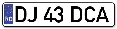Placuta inmatriculare numar auto  DJ-43-DCA, DJ 43 DCA, DJ43DCA