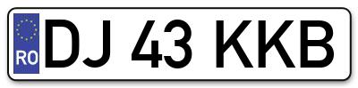 Placuta inmatriculare numar auto  DJ-43-KKB, DJ 43 KKB, DJ43KKB