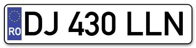 Placuta inmatriculare numar auto  DJ-430-LLN, DJ 430 LLN, DJ430LLN
