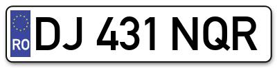 Placuta inmatriculare numar auto  DJ-431-NQR, DJ 431 NQR, DJ431NQR