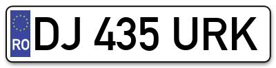 Placuta inmatriculare numar auto  DJ-435-URK, DJ 435 URK, DJ435URK
