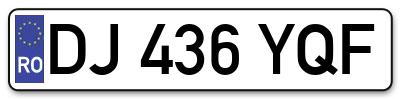Placuta inmatriculare numar auto  DJ-436-YQF, DJ 436 YQF, DJ436YQF