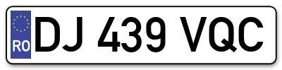 Placuta inmatriculare numar auto  DJ-439-VQC, DJ 439 VQC, DJ439VQC