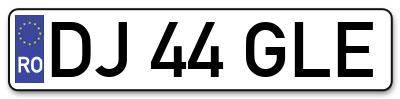 Placuta inmatriculare numar auto  DJ-44-GLE, DJ 44 GLE, DJ44GLE