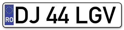 Placuta inmatriculare numar auto  DJ-44-LGV, DJ 44 LGV, DJ44LGV
