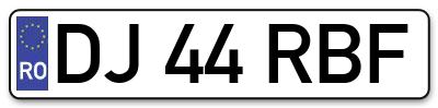 Placuta inmatriculare numar auto  DJ-44-RBF, DJ 44 RBF, DJ44RBF