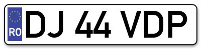 Placuta inmatriculare numar auto  DJ-44-VDP, DJ 44 VDP, DJ44VDP