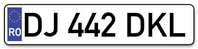 Placuta inmatriculare numar auto  DJ-442-DKL, DJ 442 DKL, DJ442DKL