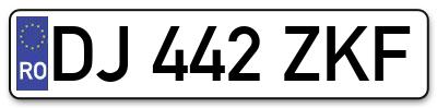 Placuta inmatriculare numar auto  DJ-442-ZKF, DJ 442 ZKF, DJ442ZKF
